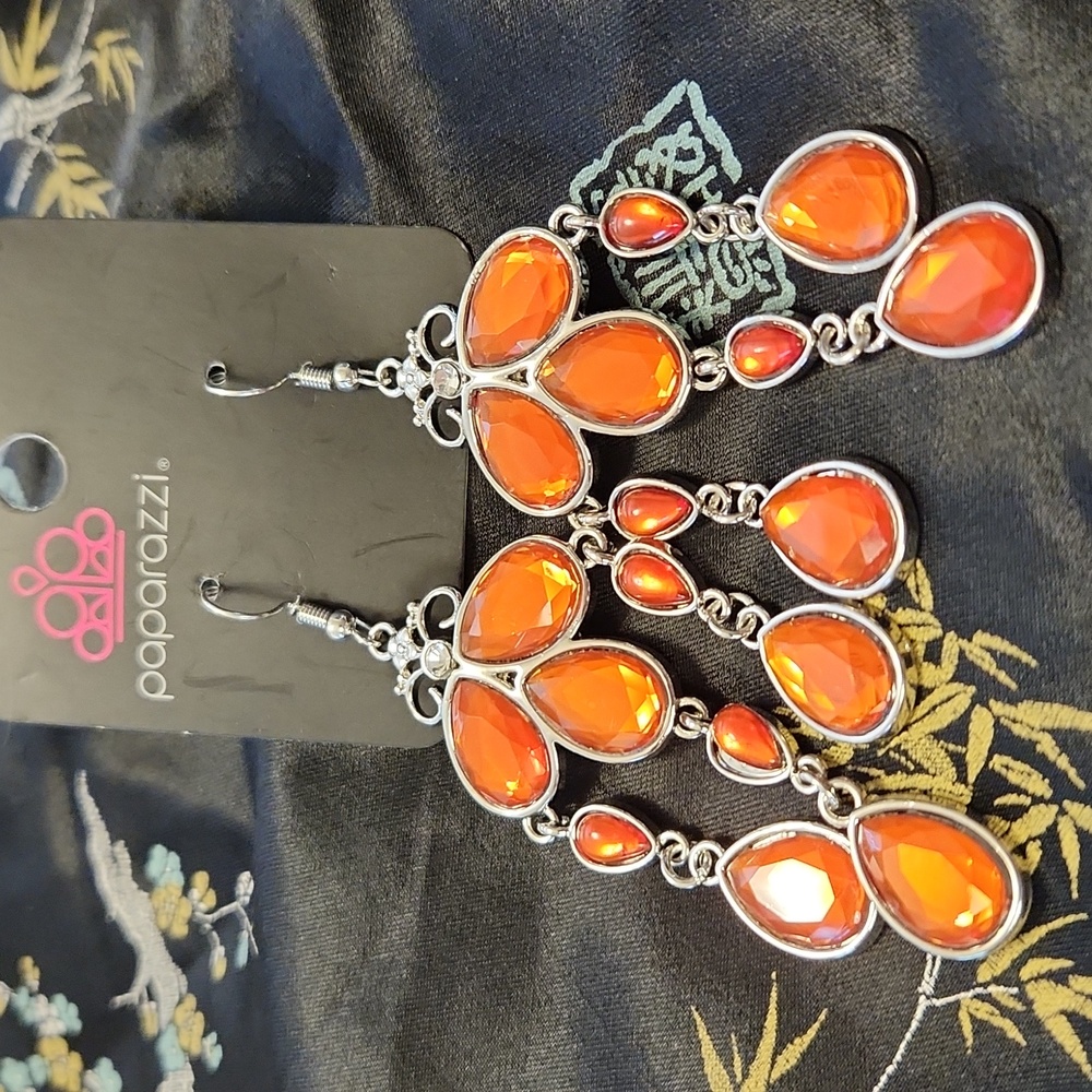 Paparazzi Orange Glow Earrings